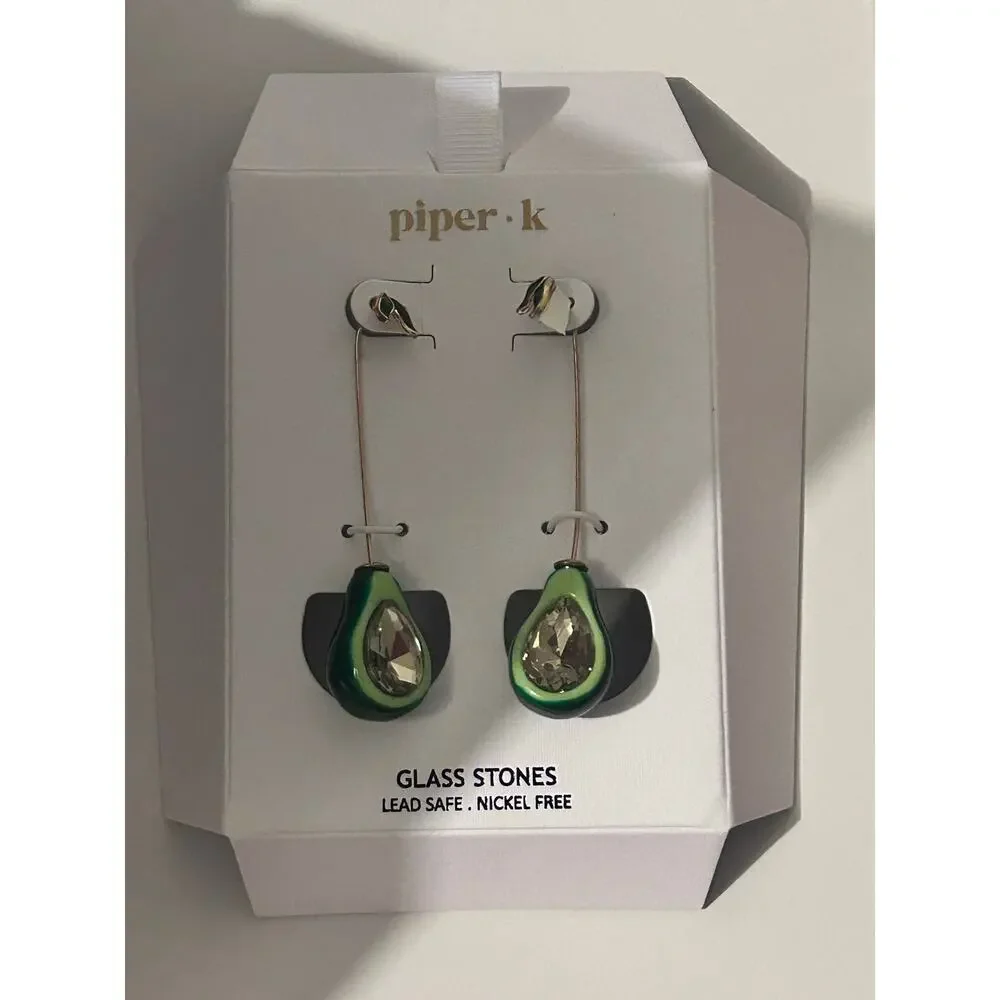Piper K Avocado Party Preppy Casual Festival Whimsical Cuff 2.5” Dangle Earrings